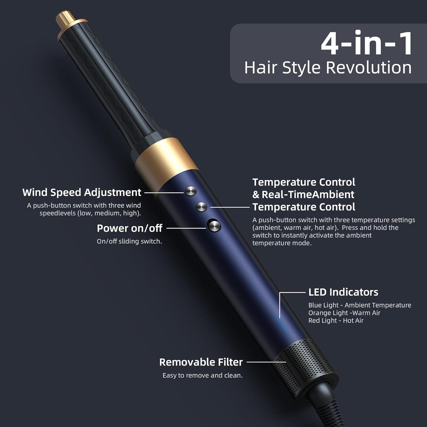 Air Styler Hair Dryer Brush,Multi-Styler with Auto-Wrap Curlers,Hot Air Hair Styler & Dryer Set,Anti-Flying Warping,Hot Shunfa,Styling Without Heat Damage,with Protective Travel Case