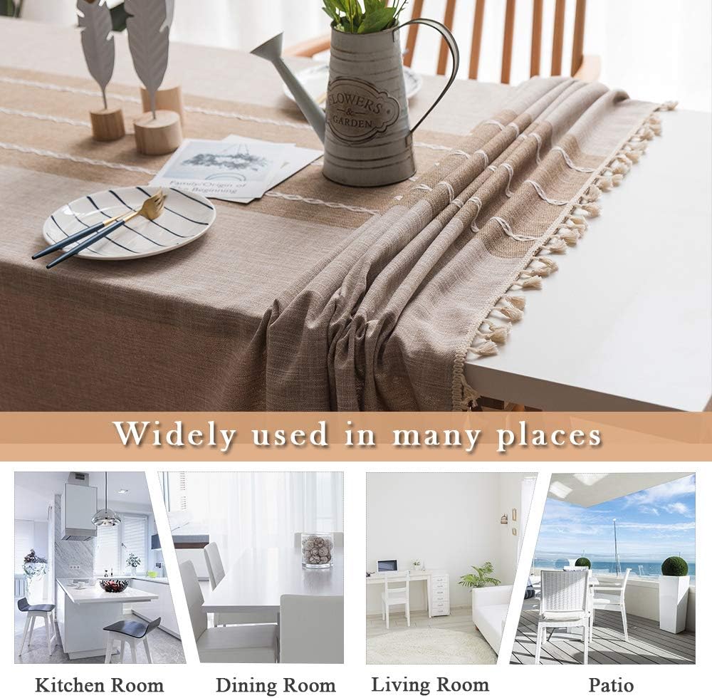 ColorBird Farmhouse Oblong Tablecloth, 55 x 86 Inch Cotton Linen Table Covers, Fabric Cloth Tablecloths for Rectangle Tables Kitchen Dining Tabletop Picnic Patio