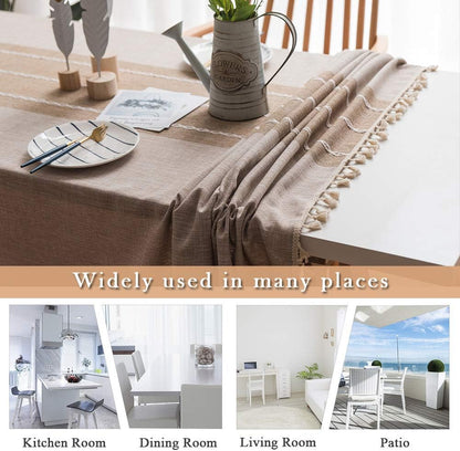 ColorBird Farmhouse Oblong Tablecloth, 55 x 86 Inch Cotton Linen Table Covers, Fabric Cloth Tablecloths for Rectangle Tables Kitchen Dining Tabletop Picnic Patio