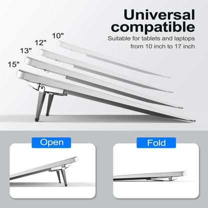 ZELMINE Laptop Stand for Desk, Portable Anti-Slip Keyboard Riser, Zinc Alloy Keyboard Stands, Computer Stand Compatible with MacBook Air/Pro, 10-15.6 Inches Laptops and Keyboards (Sliver)
