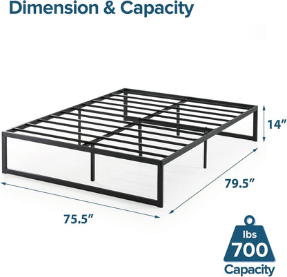 Zinus King Bed Frame - Abel 14 inch Metal Bed Frame with Steel Slat Support, No Box Spring Needed, Easy Assembly - Minimalist Platform Bed Frame with Underbed Storage Space, King Size
