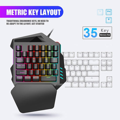 J50 One-Handed Gaming Mouse and Keyboard Set for Win2000/Android/OS X - Essential Computer Accessory for Gamers