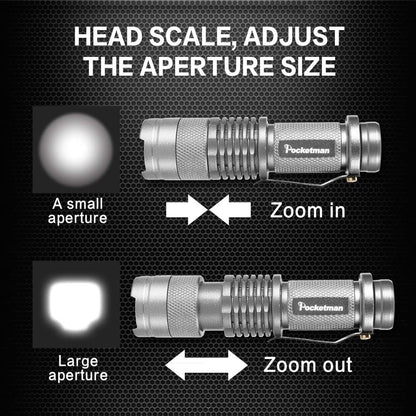 6 Pack LED Mini Flashlights 7W 300LM SK-68 3 Modes Adjustable Focus Zoomable Q5 LED Tactical Flashlight for Camping Hiking Emergency (Six Color Pack)