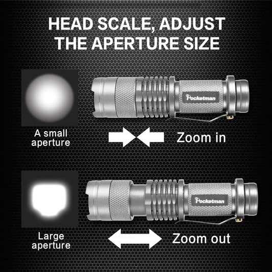 6 Pack LED Mini Flashlights 7W 300LM SK-68 3 Modes Adjustable Focus Zoomable Q5 LED Tactical Flashlight for Camping Hiking Emergency (Six Color Pack)