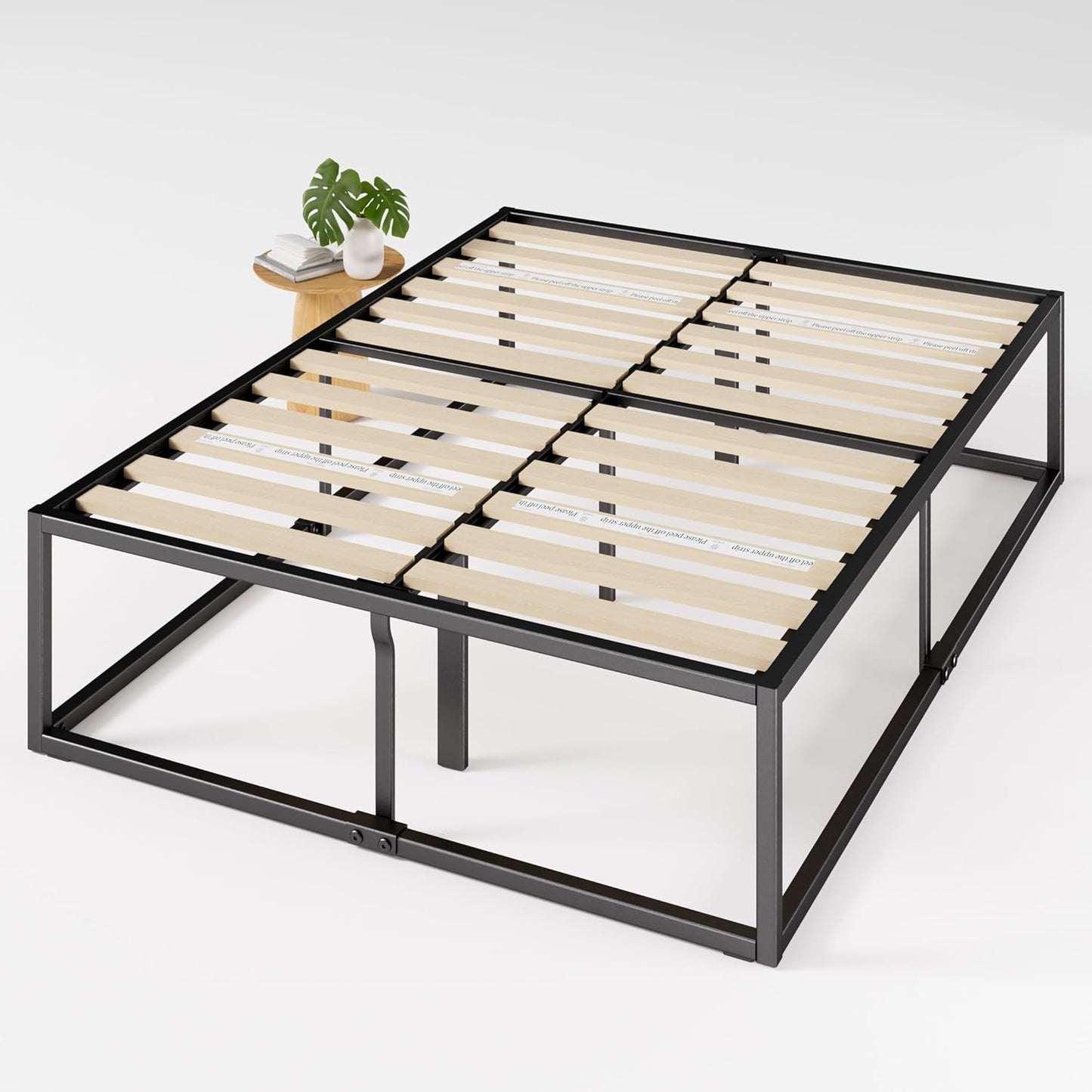 Zinus Joseph 45cm Double Bed Frame with Under Bed Storage and Mattress Base - Industrial Metal Steel, Black