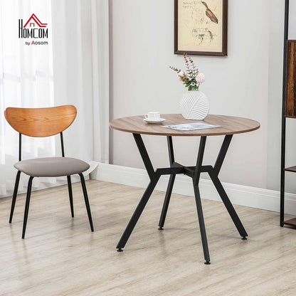 HOMCOM 35" Round Dining Table for 2, Modern Kitchen Table with Steel Frame for Living Room, Dining Room, Brown