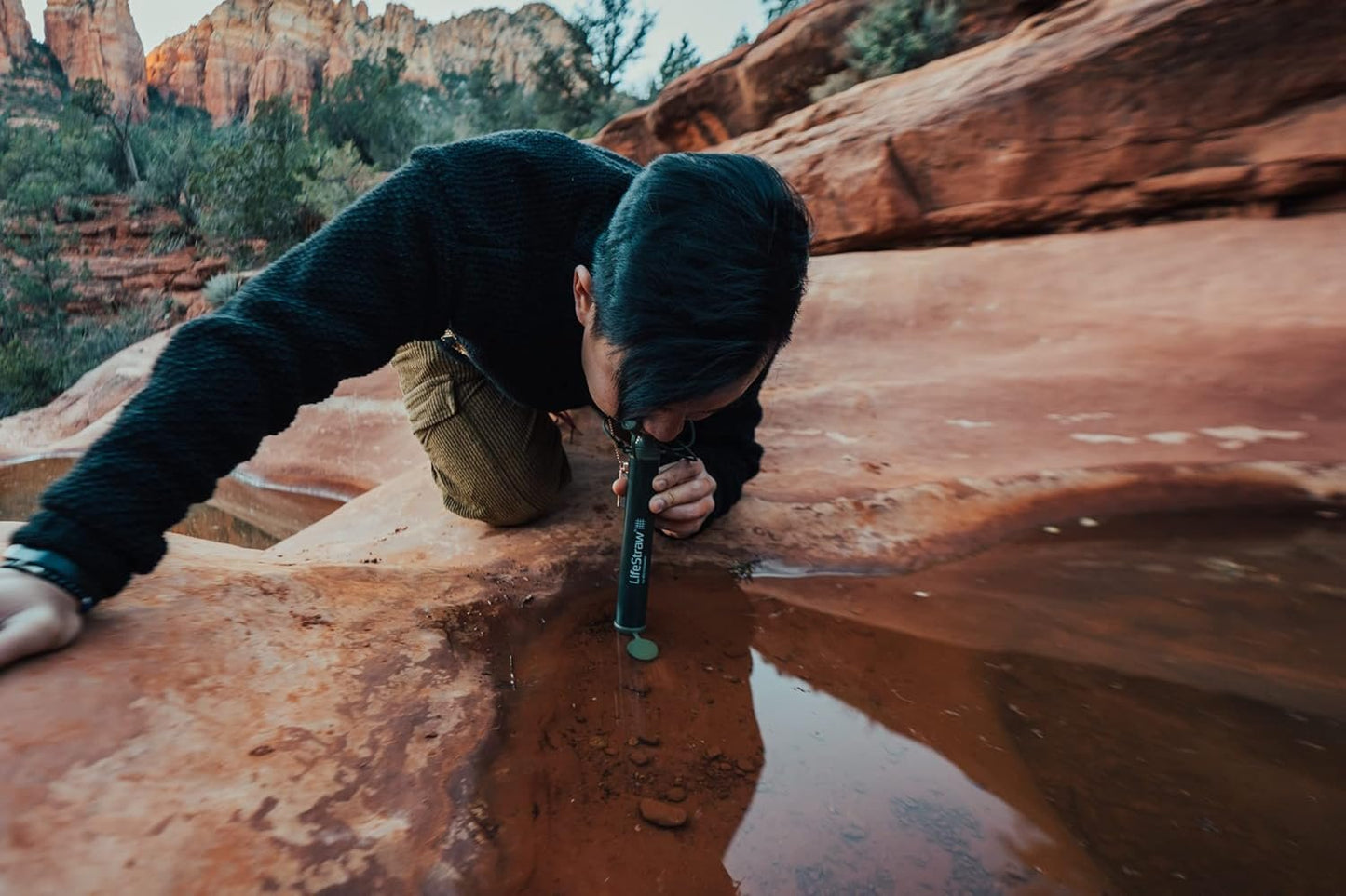 LifeStraw Personal Water Filter for Hiking, Camping, Travel, and Emergency Preparedness, Blue, Stocking Stuffers, for Men and Women