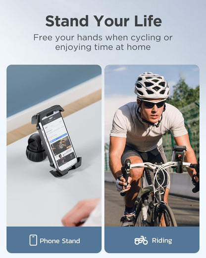 VUP Bike Phone Mount [Anti Vibration],360 Adjustable Phone Holder for Bike,Dirt Bike Accessories - ATV Scooter Clamp for iPhone Samsung Galaxy 4.7-7 Cell Phone