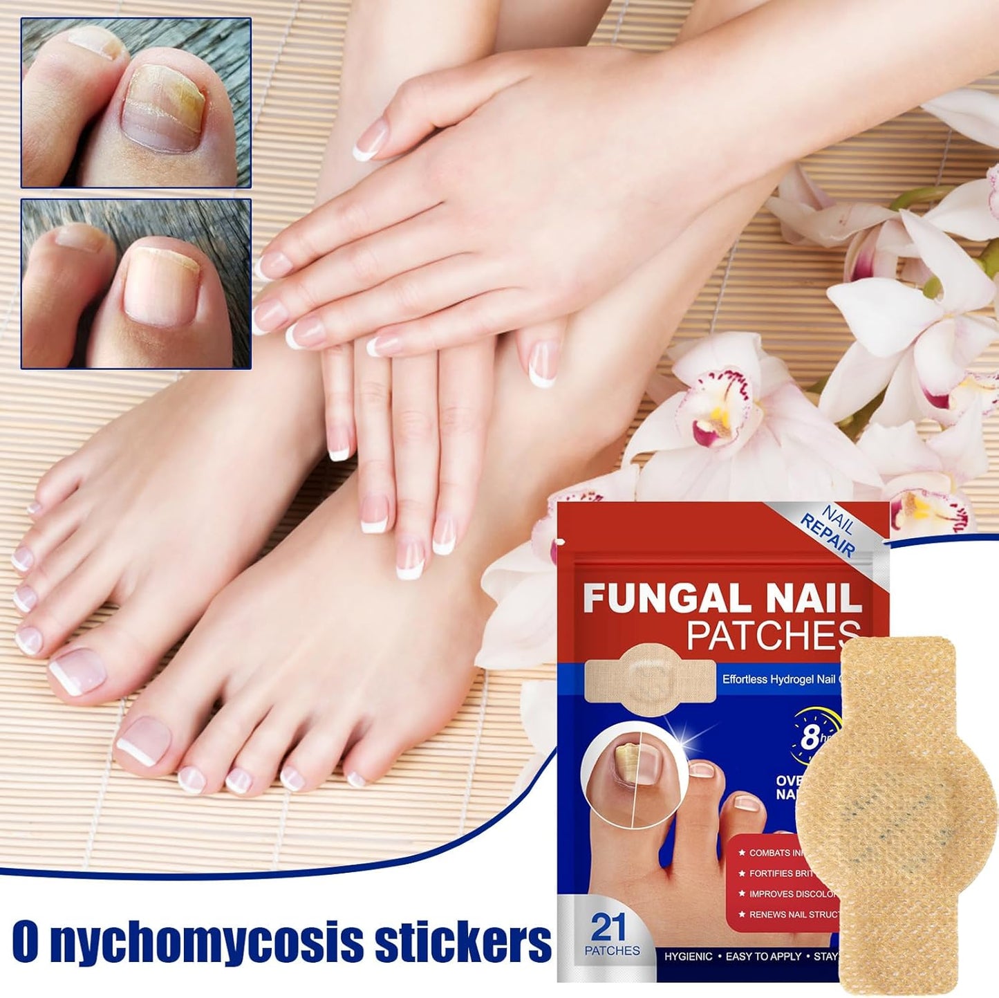 Toenail Patches, Nighttime Nail Repair, Breathable Foot Care, Crack and Discoloration Medication, Comfortable Adhesive, Pedicure Solution for Men Women Athletes Home Use