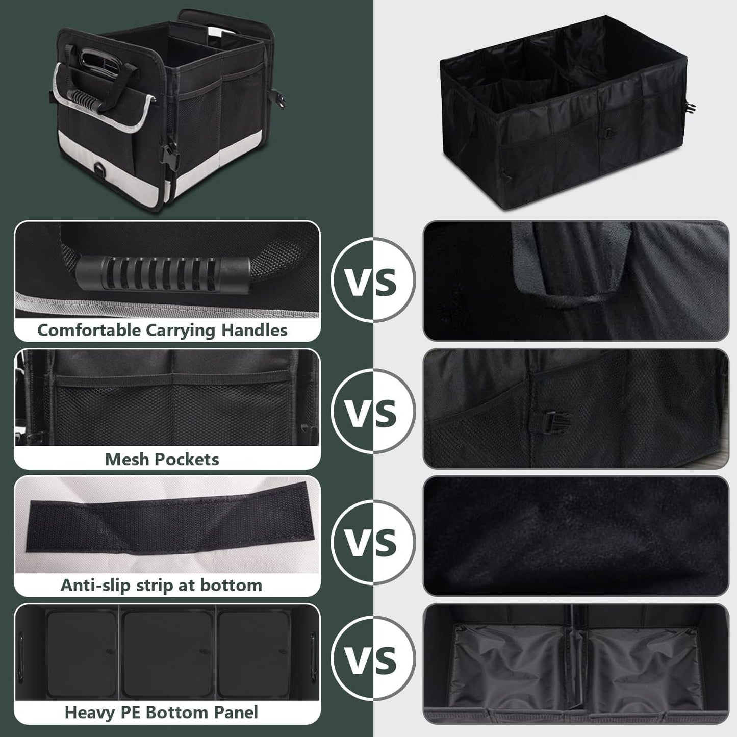 AOPHY Trunk Organizer for Car, 95L Large Capacity Storage with Non-Slip Bottom Strips and 2 Retractable Straps, Cargo Organizer for Suv, Truck, Sedan, Waterproof Portable Car Organizers for Women Men