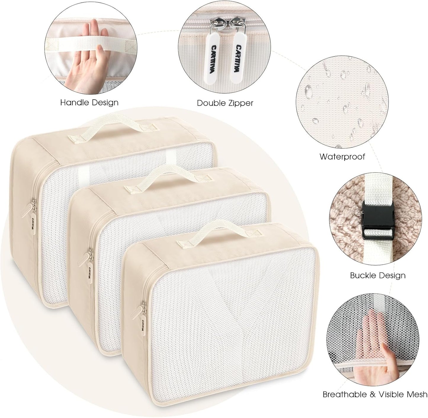 Carttiya 8-Piece Set Suitcase Organizer, Space-Saving, Waterproof Travel Cubes, Multifunctional Packing Cubes, Packing Cubes, Organizer Suitcases Set