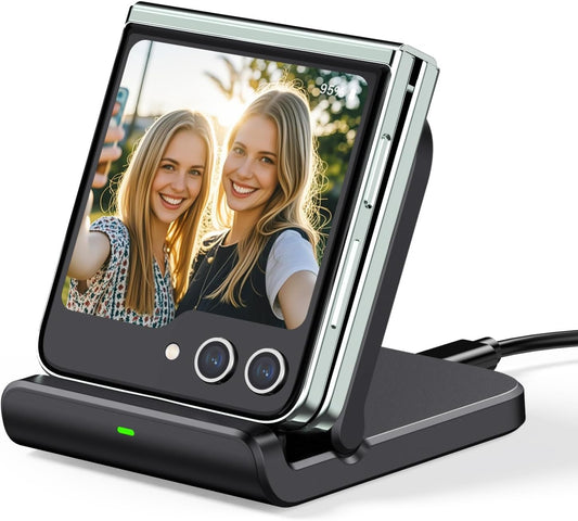 SwanScout Wireless Charger for Samsung Z Flip, SwanScout 501S, Foldable Fast Wireless Charging Stand for Galaxy Z Flip 6/5/4/3, Charging Station for Samsung Z Flip Series/Razr+(No Adapter)