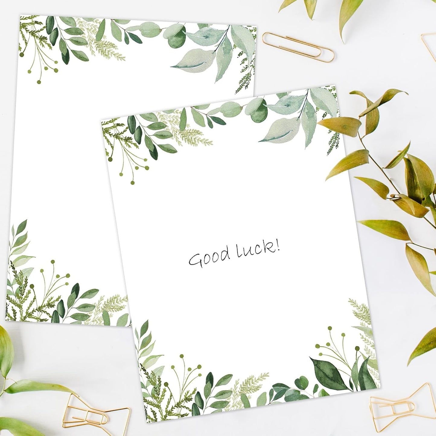 AnyDesign 60 Sheets Greenery Stationery Paper Green Leaf Border Letterhead Paper 8.5 x 11 Inch Watercolor Spring Summer Letter Writing Paper for Notes Greeting Cards Invitation Office School Printing