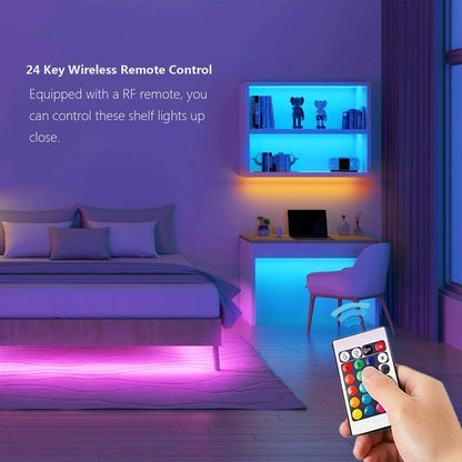 Under Cabinet Lighting RGB Strips Lights Plug in Works with Alexa,Google Home,Smart APP, Remote Control Color Changing Light Bars for Kitchen Counter,Shelf,Bookcase,12V Backlights Linkable,6pcs