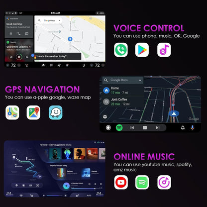 Gaethra Wireless Adapter for Carplay and Android Auto, Plug & Play, USB C/USB A, Compatible with iOS 10+/Android 11+, Suitable for Vehicle that Works with CarPlay/Android Auto, CZHZ02