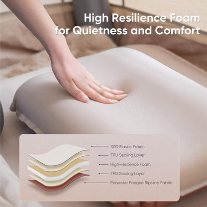 Naturehike Camping Pillow with Memory Foam, Self-Inflating Portable Pillow, Camping Essentials, Ergonomic for Neck Support, Travel Pillows for Camping, Airplanes, Hiking, Backpacking, Hammock