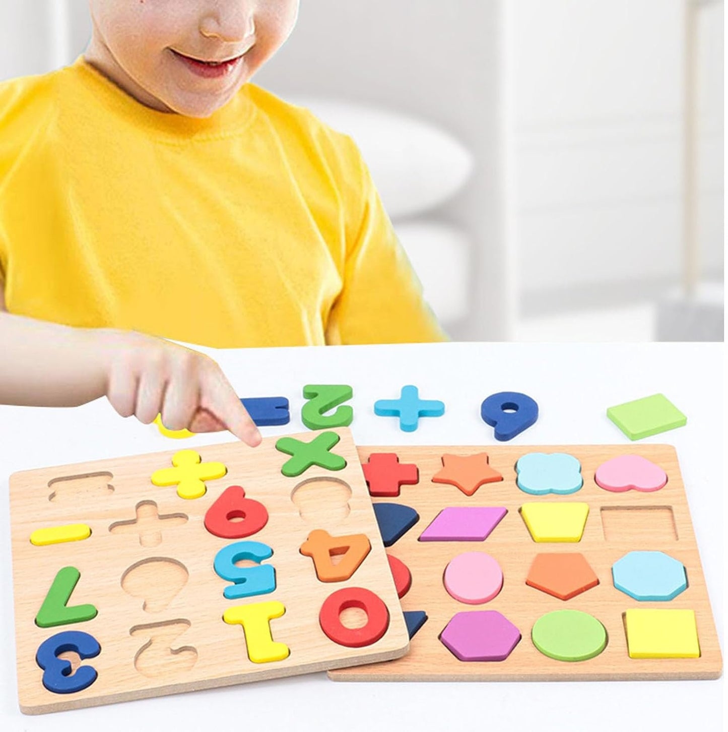 Montessori Wooden Puzzles for Kids, 3pcs Wood Alphabets Numbers and Shapes Preschool Learning Educational Puzzle Board Toys Birthday Gifts for Boys Girls Ages 3 4 5 6 Year Old
