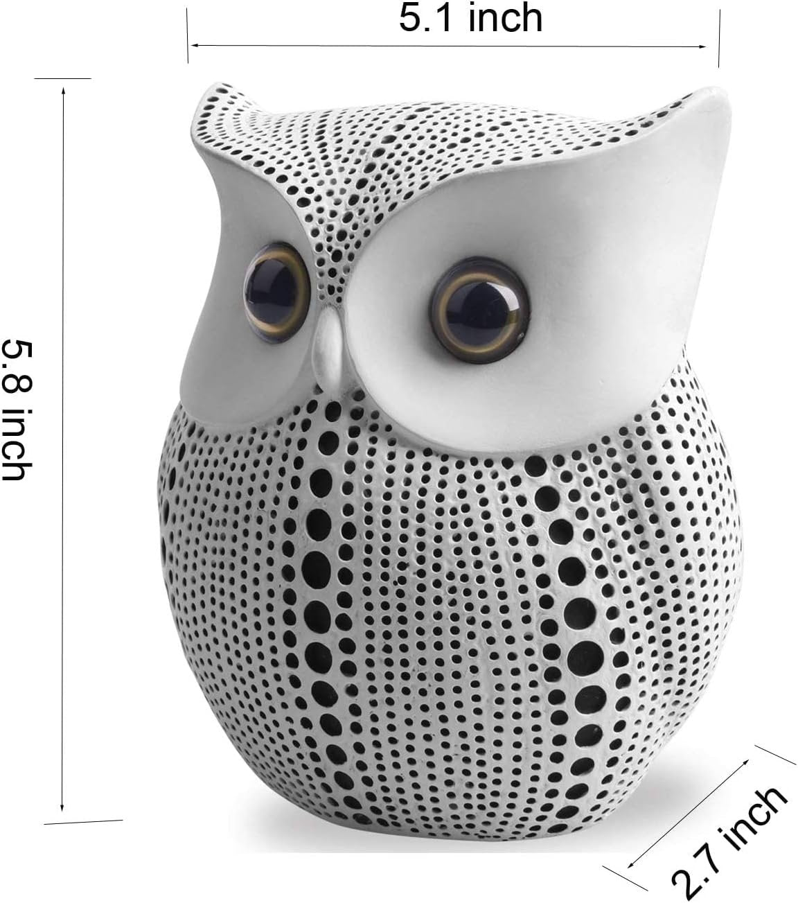 Owl Statue Home Decor (White) for Home Living Room Bedroom Bookshelf TV Stand Bedside Stand Office Decor
