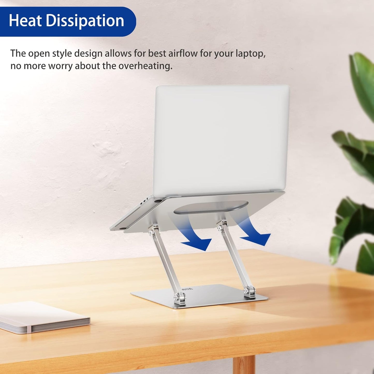 BESIGN LS10 Aluminum Laptop Stand, Ergonomic Adjustable Notebook Stand, Riser Holder Computer Stand Compatible with Air, Pro, Dell, HP, Lenovo More 10-14" Laptops, Silver