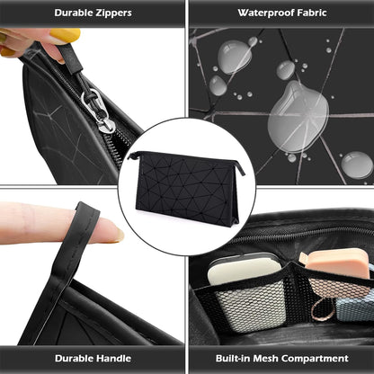 Set of 2 Women's Make-Up Large Clutch Bag Make Up Bag Makeup Cosmetic Travel Case Makeup Bag Makeup Bag Makeup Bag Girl | Black & Transparent, Black