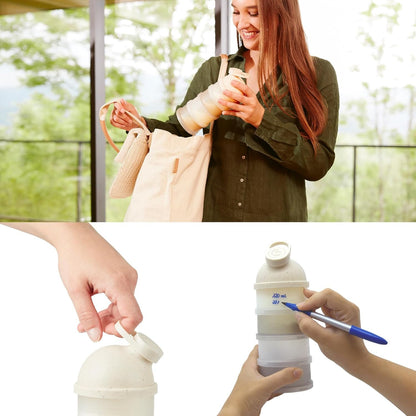 Babymoov Babydose Formula Dispenser On-the-Go, BPA-Free Baby Formula and Snack Container, Travel Essential, 4 Airtight Compartments, XL Capacity, Ergonomic, Dishwasher-Safe, Made in France, Beige