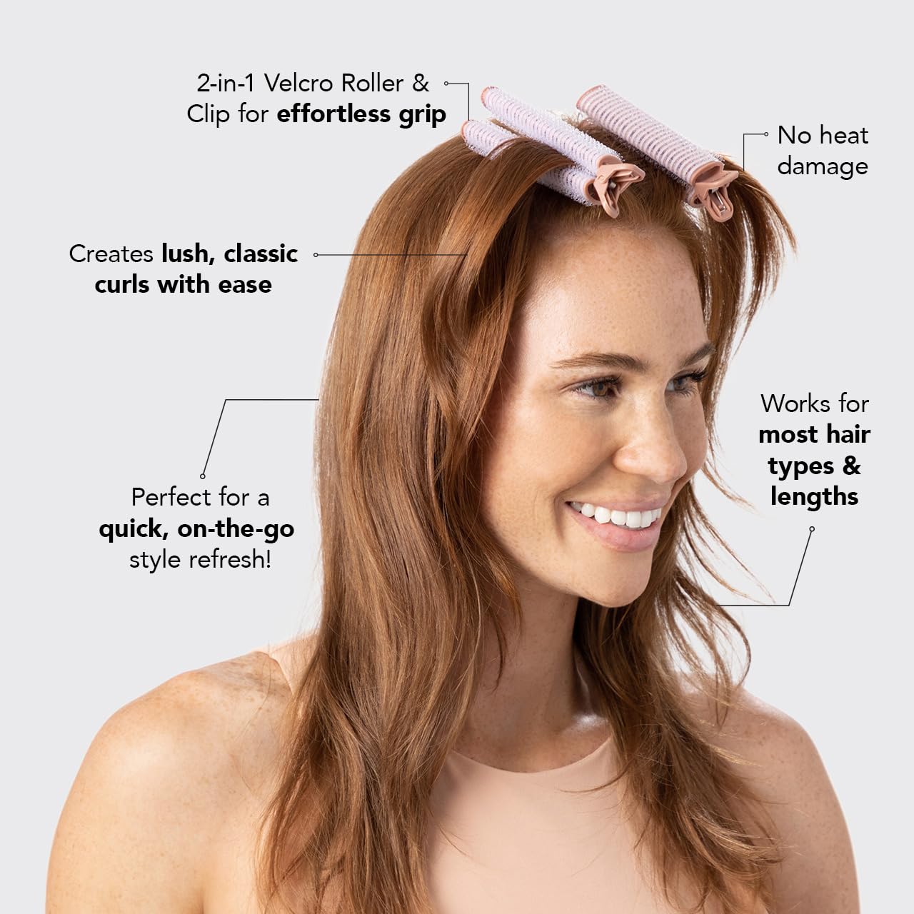 Kitsch Volumizing Hair Clips for Women - Hair Rollers for Volume & Curls - Volumizing Hair Products, Hair Roller Clips for Effortless Curls That Last - 2pc, Terracotta