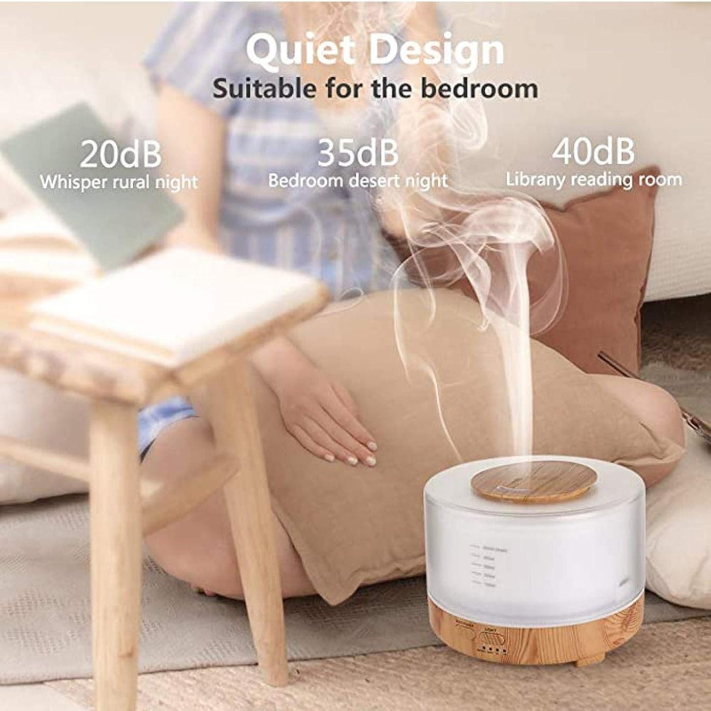 500Ml Aromatherapy Essential Oil Diffuser Remote Control Ultrasonic Air Humidifier with 7 Color Led Light H1