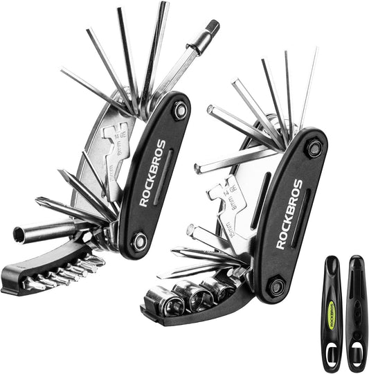 ROCKBROS Bike Repair Kits 16 in 1 Multi-Function Bike Tool Kits Portable Foldable Bike Multitool Cycling Tool Kit Bike Tool Allen Wrench Tire Levers
