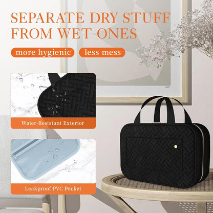 AUMA Hanging Toiletry Bag, Large Capacity Travel Toiletry Cosmetic Bag, Multifunctional Travel Organizer for Women Travel Camping Outdoor-Black