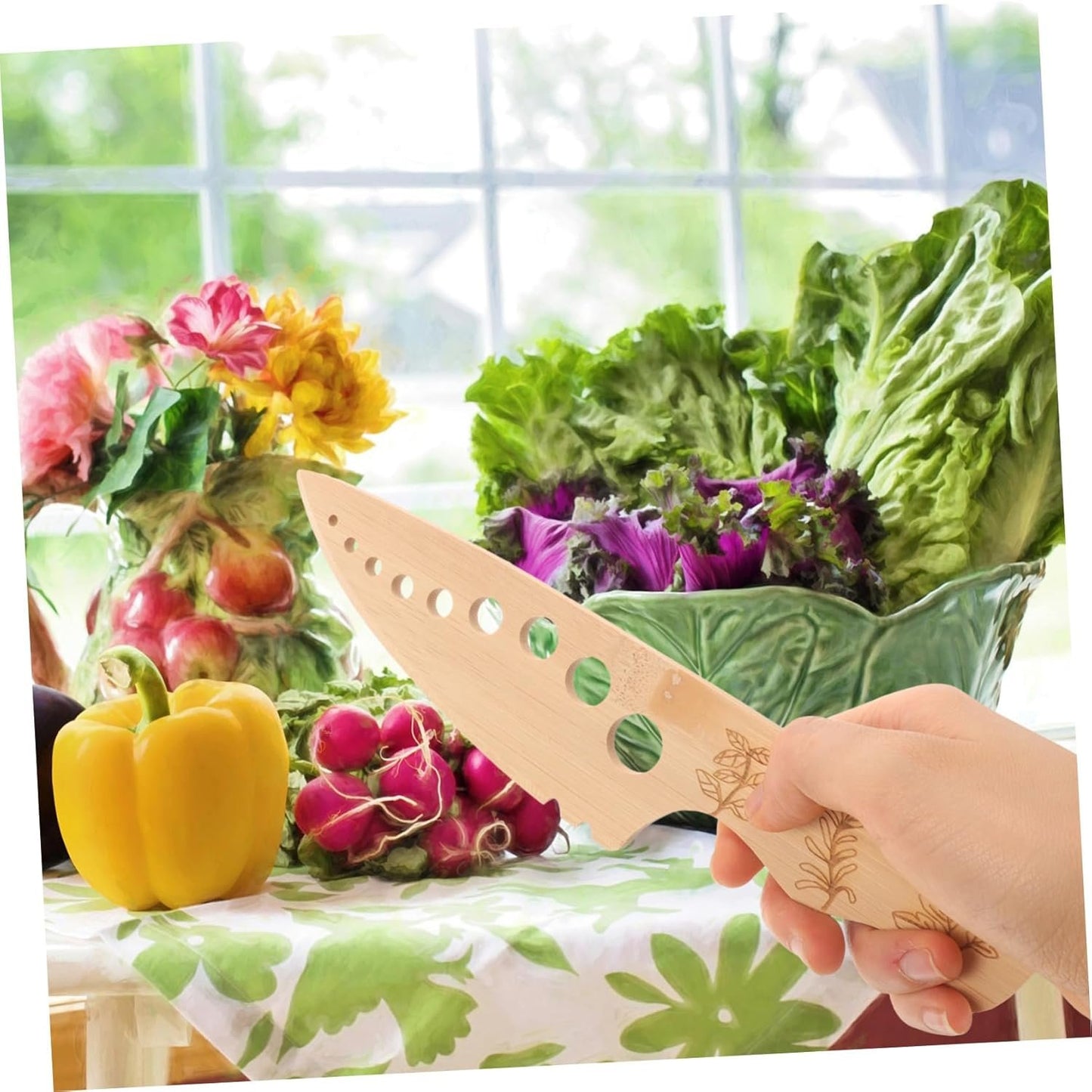 GREENADSCAPE Wooden Herb Peeling Knife Garlic Mincer Remover Cutter for Creases Peeler Herb Tool Defoliator Vegetable Remover Wood Vegetable Remover