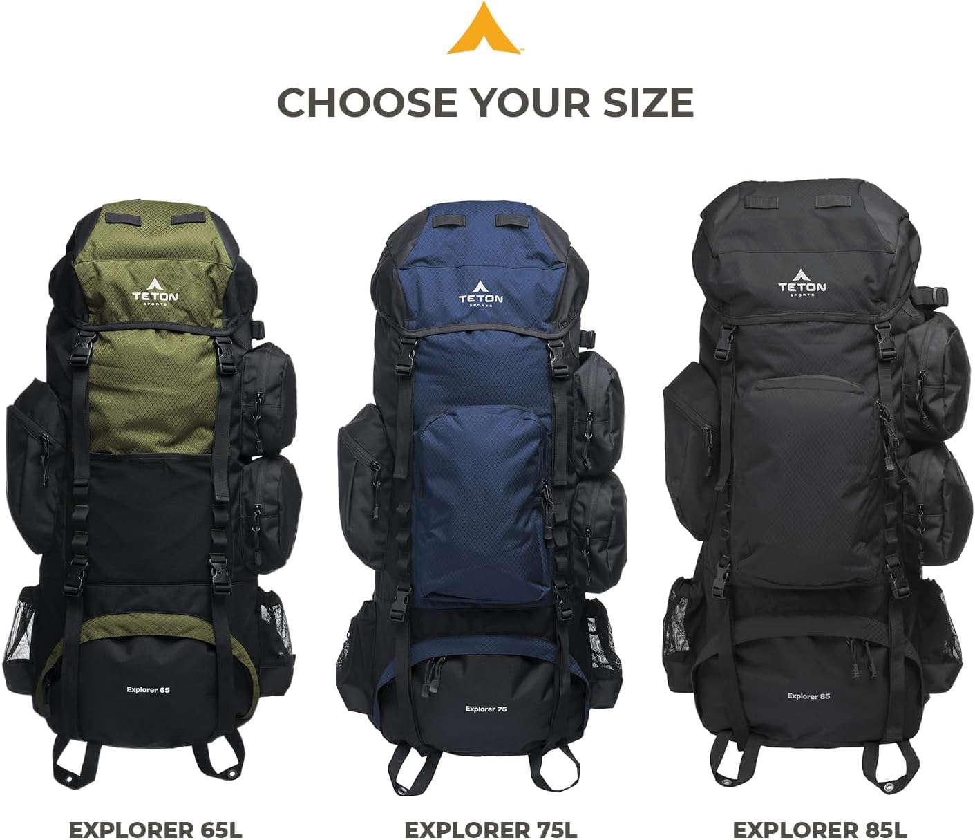 TETON Sports Explorer Backpack Full Internal Frame - Adjustable Backpacking Travel Gear - Water-Repellant Rainfly Cover, Sleeping Bag & 3-Liter Hydration Bladder Pack Storage