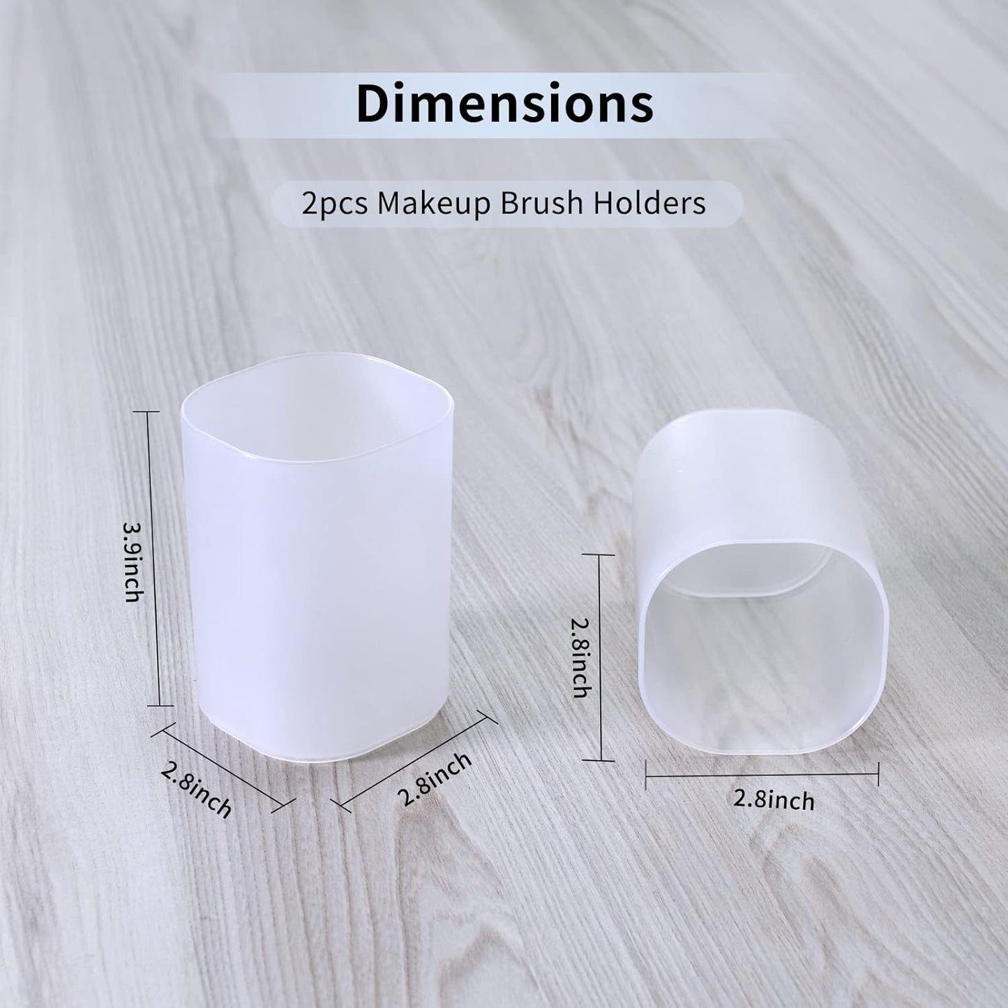 2 pcs Makeup Brush Holder,Multipurpose Makeup Brush Case Organizer, Clear Pen Cups Plastic Pencil Holder for Desk Accessories,Cosmetics Brushes Organizer for Home & School & Office