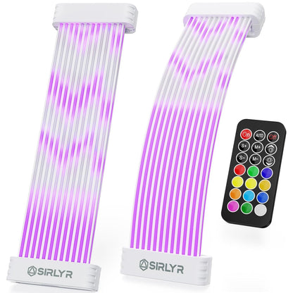 Sirlyr RGB PSU Cables Cover Set with Two Lighting Panels fit 24 Pin Motherboard,8 Pin GPU,12VHPWR PC Power Supply Extension Cable - Upgrade 120 LEDs 6 Light Strips with Wireless ARGB Control