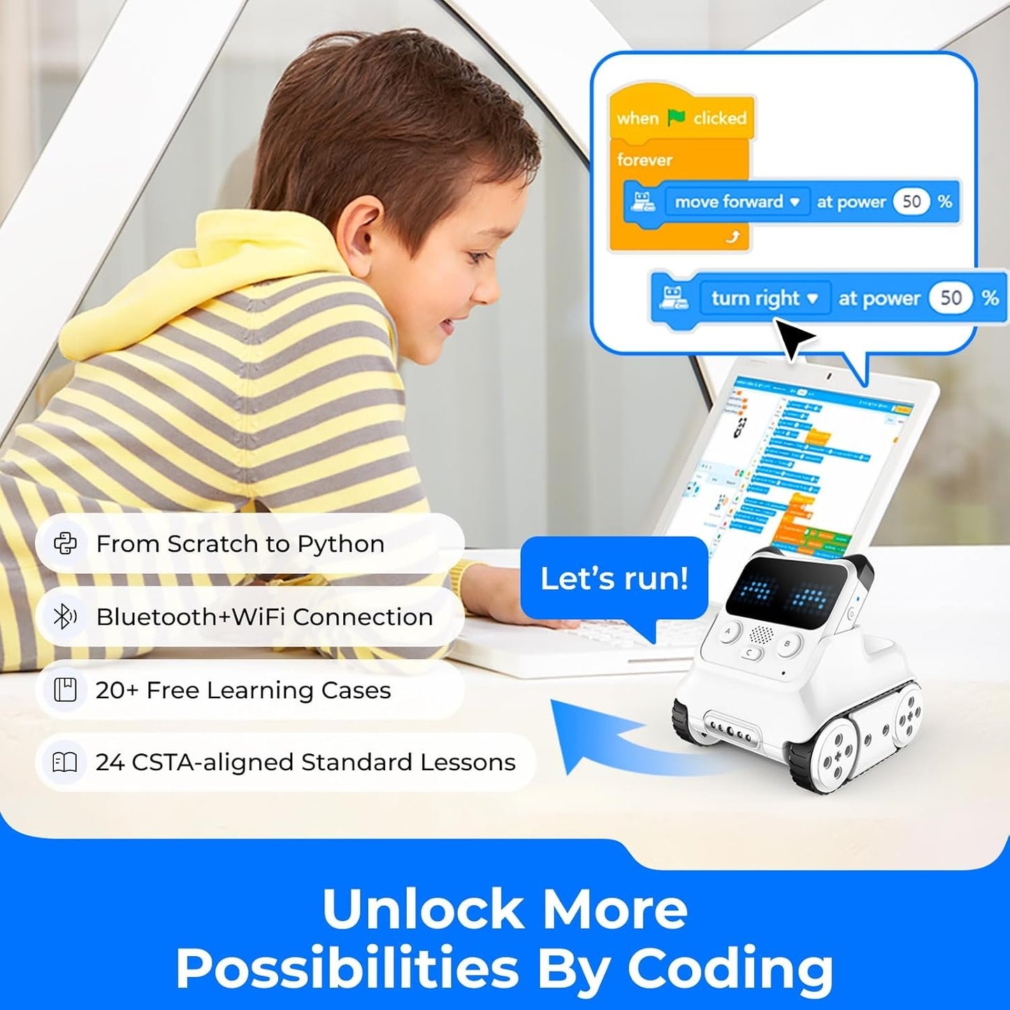 Makeblock Codey Rocky Robot Toy, Programmable and Interactive Emo Robot for Kids 6+, STEM Learning Educational Toys Support Scratch Python Programming, Rechargeable Smart Coding Robot Gift for Kids