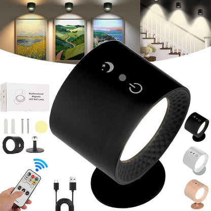 Glowright Lights, Smart+ Halo Lux, Glow Right Lights, Glow Right Indoor Everywhere Light 2.0, 3 Color Temperatures & Dimmable 360° Rotation Wall Lights, 7 Colors Adjustable Wall Light (Black)