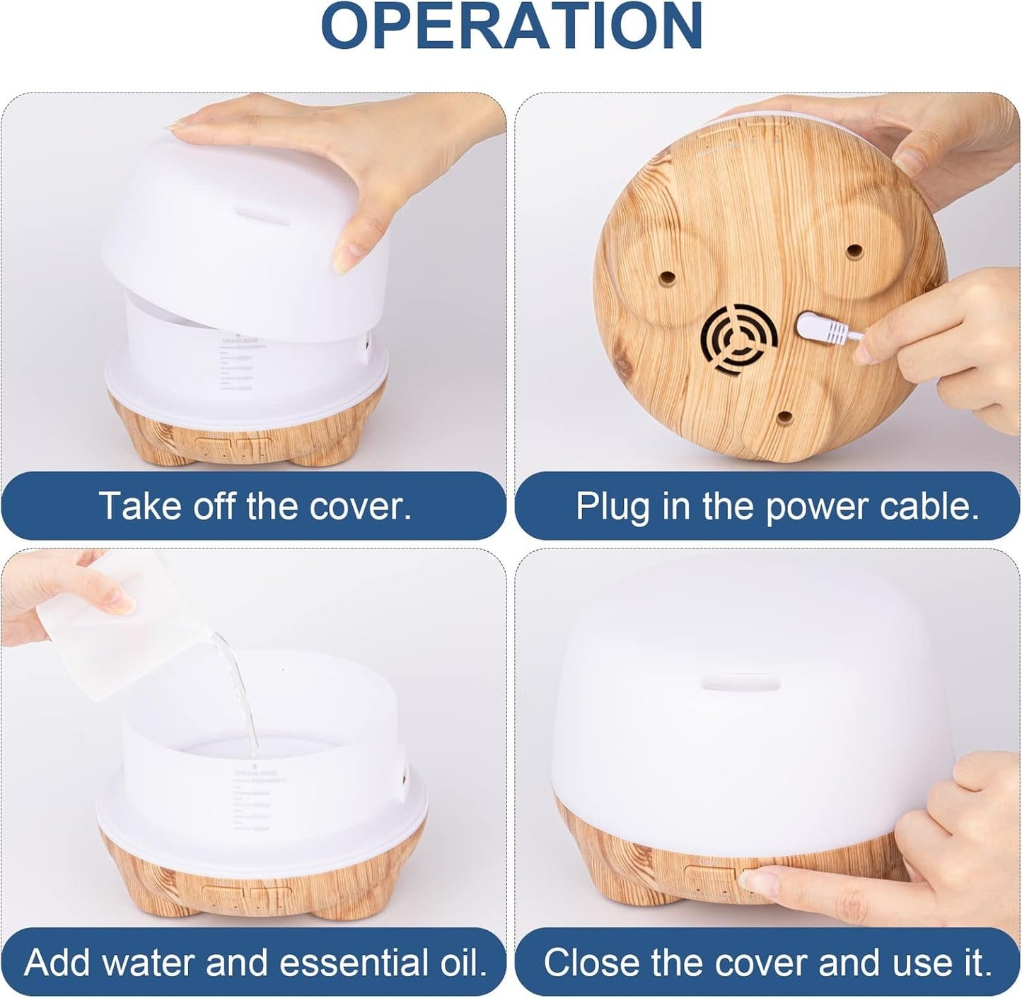 MARCHRED 500ML Aromatherapy Essential Oil Diffusers,Ultrasonic Cool Mist Aroma Diffuser Air Humidifier with Remote Control,7LED Light,4 Timer for Large Room, Home, Bedroom