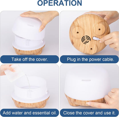 MARCHRED 500ML Aromatherapy Essential Oil Diffusers,Ultrasonic Cool Mist Aroma Diffuser Air Humidifier with Remote Control,7LED Light,4 Timer for Large Room, Home, Bedroom
