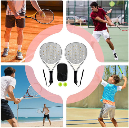 Paddle Tennis Racquets, Lightweight Tennis Paddle Racket, Convenient Sports Gear, Ergonomic Sturdy Grip Handle for Outdoor Travel Training Use, Carbon Fiber + Foam