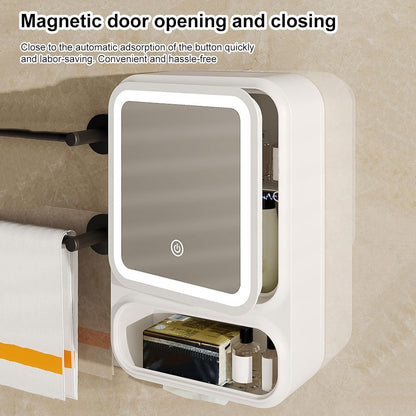 Uonguon Bathroom Mirror Cabinet, Mirror Storage, 16.54x11.02x4.53 inches Lighted Drawer with Magnetic Door Tissue Dispenser, Modern Wall Mounted Organizer for Shampoo and Makeup