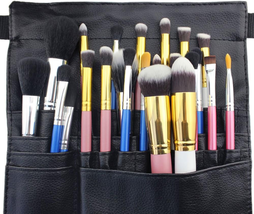 Hotrose 22 Pockets Professional Cosmetic Makeup Brush Bag with Artist Belt Strap for Women