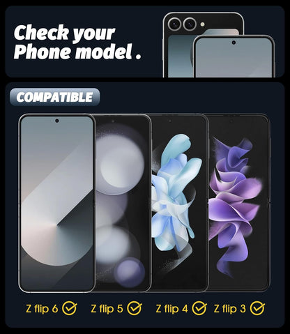 Orzero (3 Pack) Compatible for Samsung Galaxy Z Flip 6 / 5 5G / 4 5G / 3 Inside Screen Protector, Soft TPU Edge to Edge High Definition Anti-Scratch Bubble-Free (Lifetime Replacement)