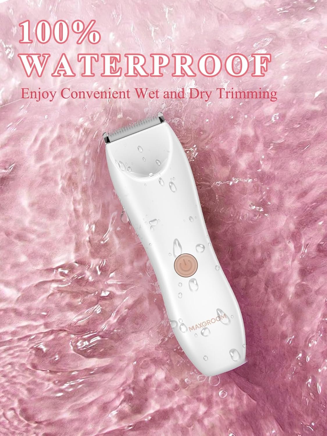 Bikini Trimmer for Women, Maxgroom Waterproof Electric Body Groomer & Pubic Hair Razor, Ceramic Blades for Intimate Grooming & DIY Styling, Women's Hygiene Shaver