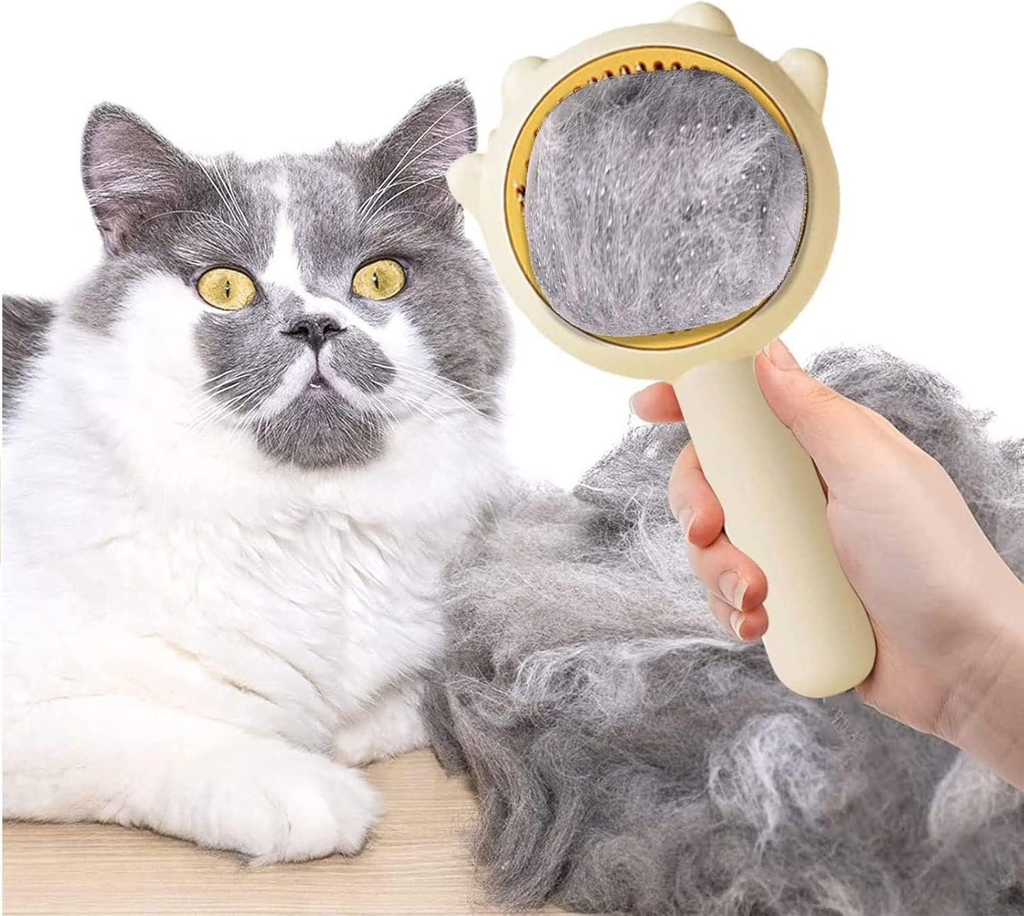 Pet Combing Brush - Cat Grooming Brush Self Cleaning Slicker Brush - Pet Hair Cleaner Brush - Cat Hair Brush Pet Massage Brushes for Cats Dogs (Green)