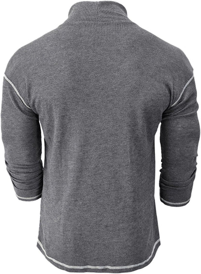 ZDSUHYIW Tech - Maglia a maniche lunghe da uomo, sportiva, traspirante, a maniche lunghe, tecnologia anti-odor, per allenamento all'aperto, fitness, maglietta Essentials Henley, a maniche lunghe,