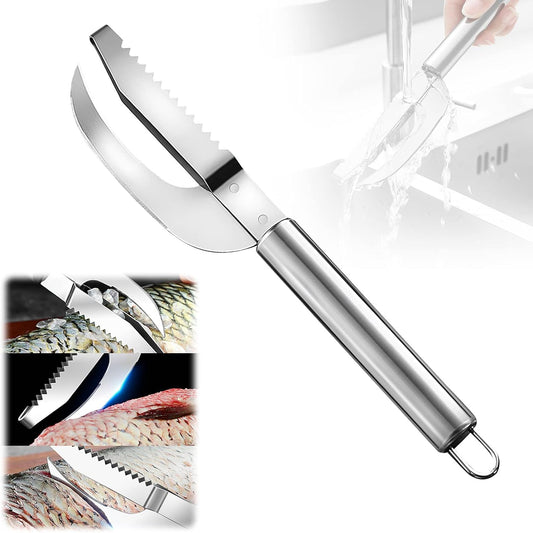 Fish Scale Knife Cut/Scrape/Dig 3-In-1, Stainless Steel Fish Scale Remover Tool, Fish Maw Knife 3 in 1, Manual Fish Scale Scraper Cleaning Tool, Hanging kitchen Tools Gadgets Accessories (1)