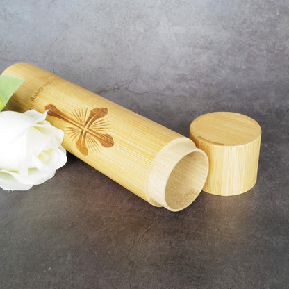 Set of 4 Small Bamboo Scattering Urns Tube for Human Ashes, ECO & Biodegradable Friendly Bamboo Spreading Cremation Tube Urn for Male Female Pet Ashes(Cross)