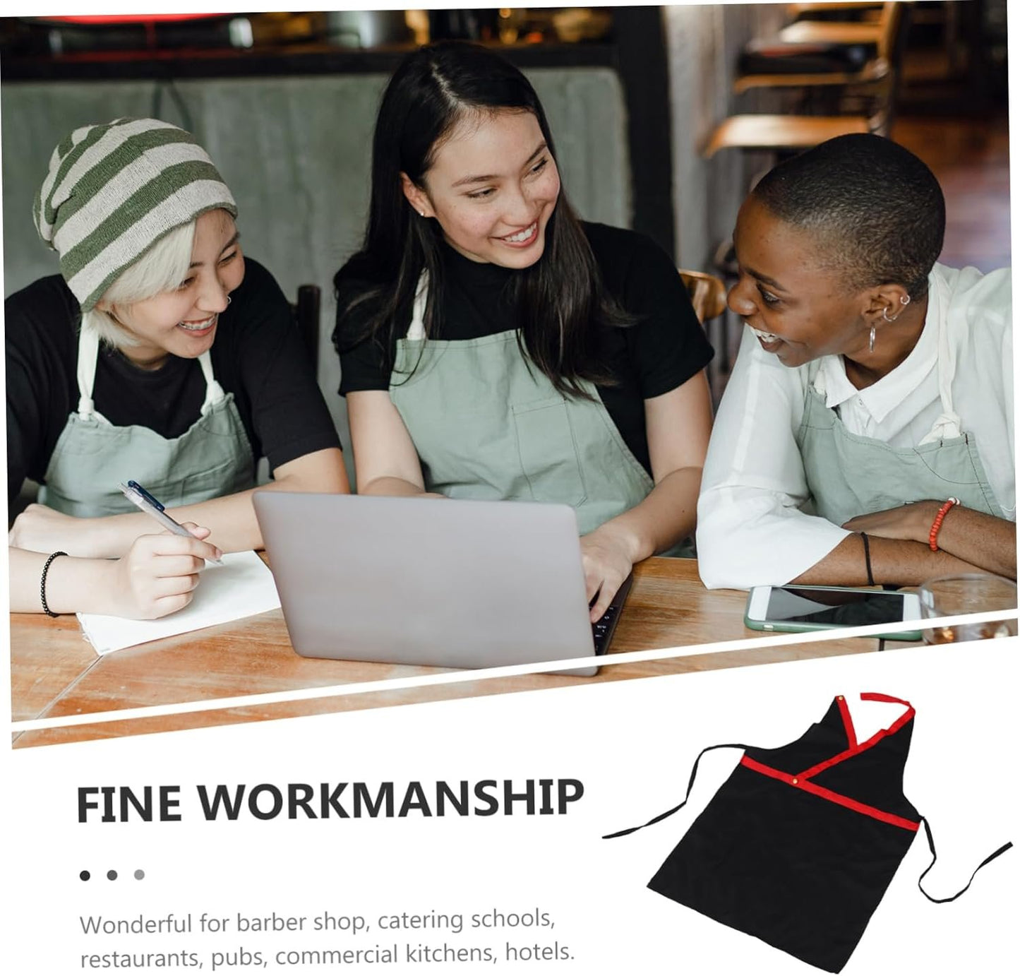 GREENADSCAPE Women Adults Beauty Hairdresser Barber Salon Apron V-neck Nail Tech Work Apron for Housework