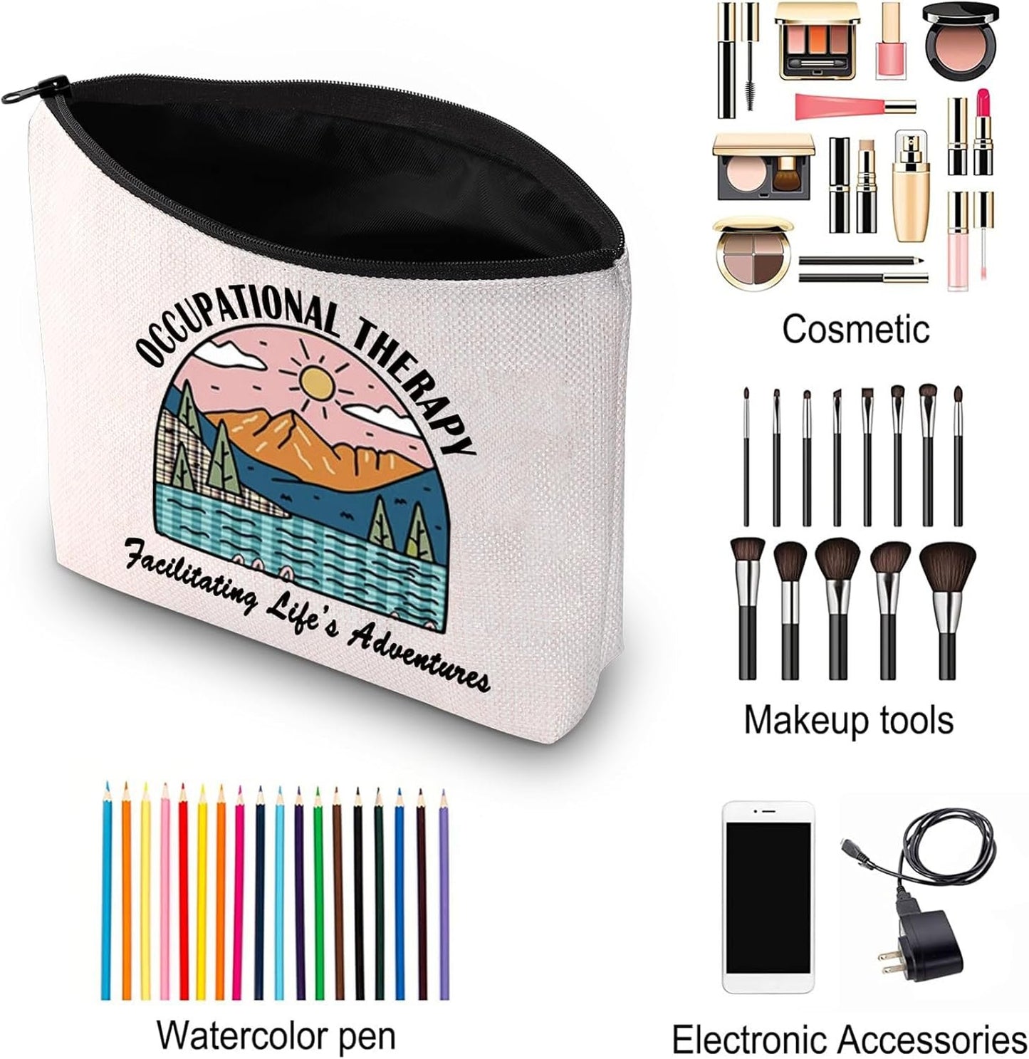 OT Gift Doctor Appreciation Gift Occupational Therapy Cosmetic Bag Medical Assistant Travel Toiletry Pouch (C OT)