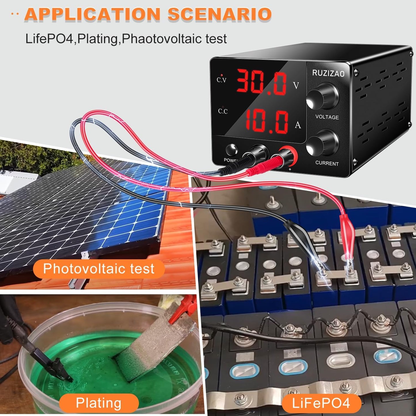 RUZIZAO Laboratory Power Supply 0~30V 0~10A 150W, Adjustable DC Power Supply Bench Power Supply Mini 3-Digit LED Display Encoder Knob Laboratory Power Supply 30V 5A/15V 10A