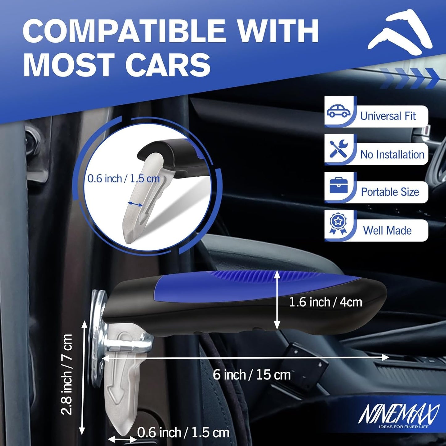 NINEMAX Car Door Handle Assist for Elderly, Vehicle Support Interior Door Handles for Seniors, Safety Auto Grab Cane for Getting in and Out of Car